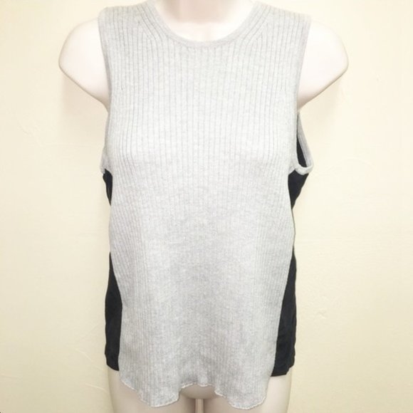 Per Se Tops - Per Se Two Tone Knit Front Silk Back Tank Top